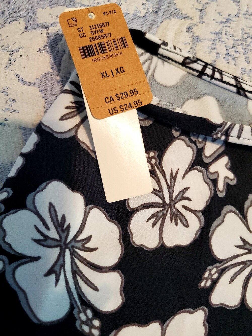 Victoria's Secret Black PINK ,Black and White floral Cover Up, mini skirt - Picture 5 of 5